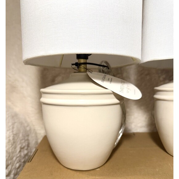 Set of 2 Threshold Ceramic Mini Table Lamps - Cream/White - NEW - Picture 4 of 4